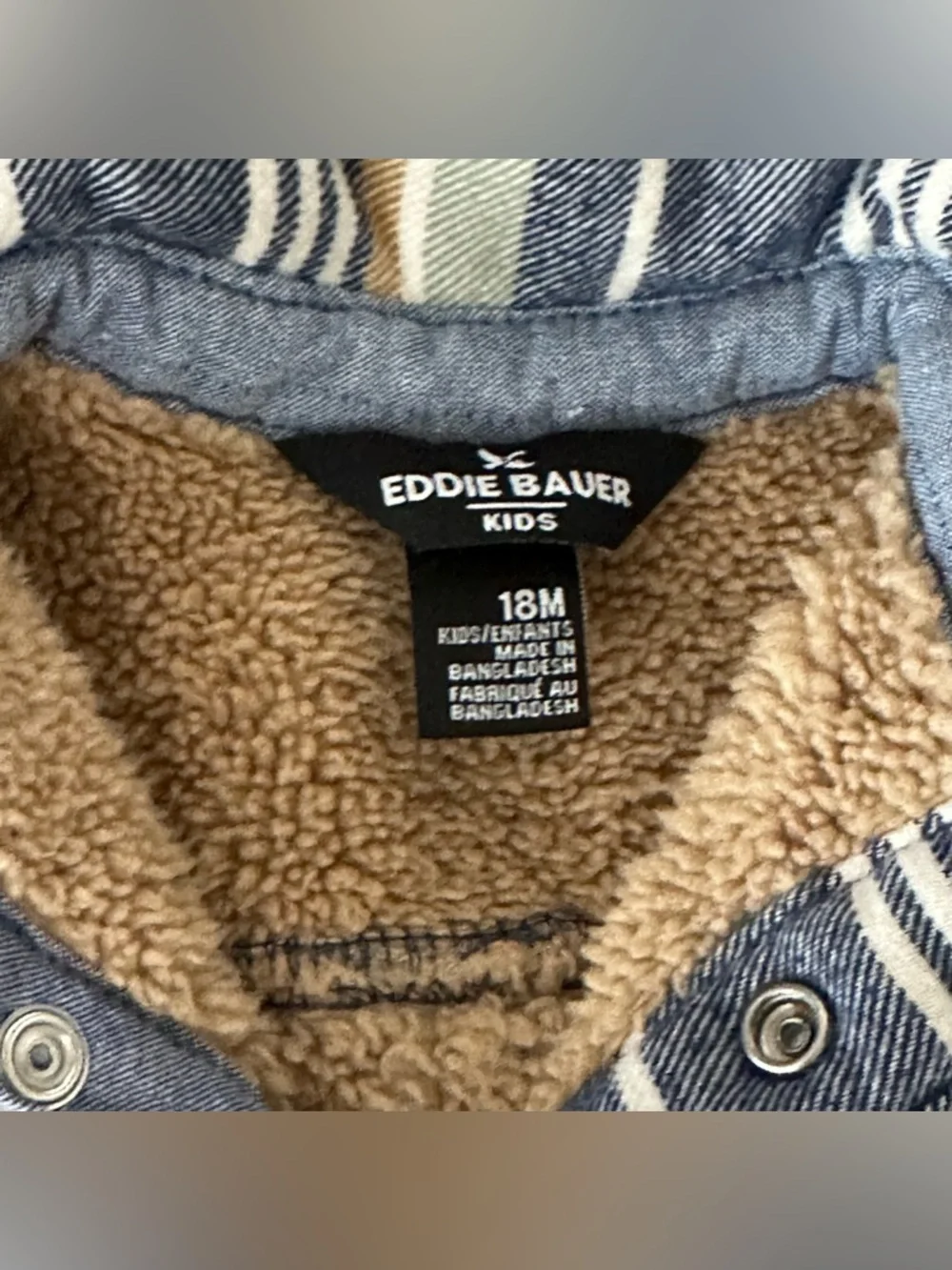 Eddie Bauer Sherpa lined flannel jacket baby toddler boys 18 mo